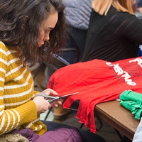 woman cutting fabric